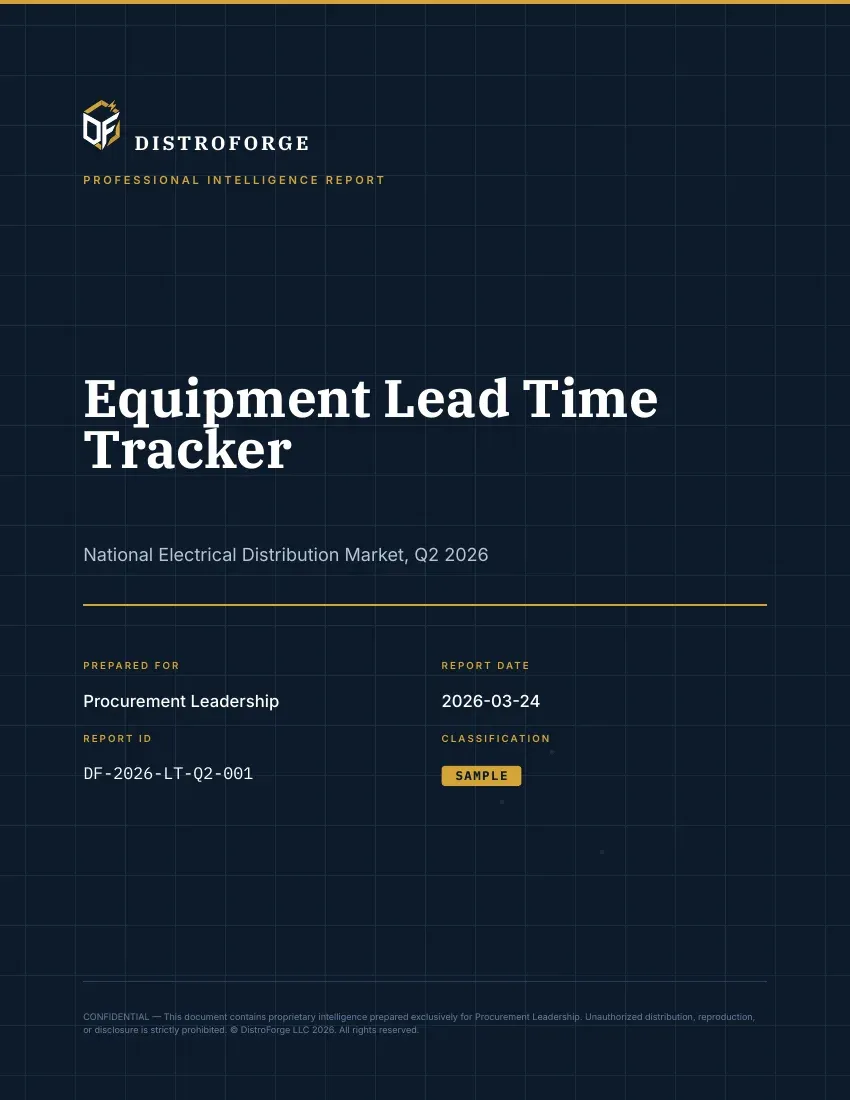 Cover of the Equipment Lead Time Tracker, Q2 2026 sample report